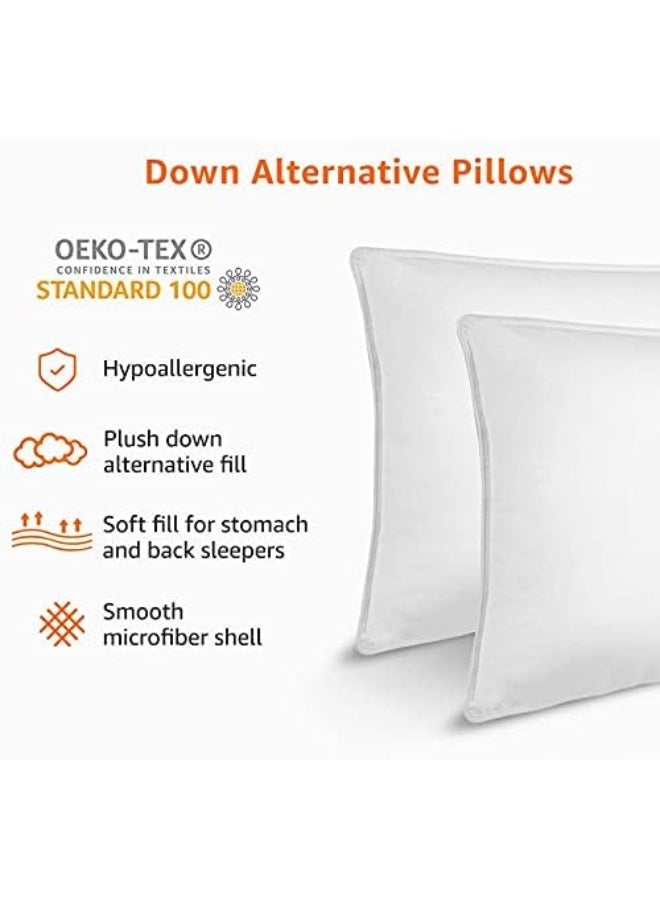 Eworld Pack of 2 White Mellow Cushion Set – 100% Cotton Cover, 550 GSM, Microfiber Filled Soft Decorative Throw Pillows for Sofa, Bed & Living Room – Multiple Sizes Available - Image 2